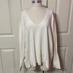 WORTHINGTON Womens Ivory/Cream V-Neck Pullover Sweater NWT 2X